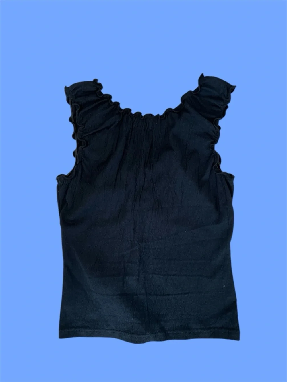 Brandy Melville - Black Ruffled Tie-Front Tank Top - Picture 3 of 3